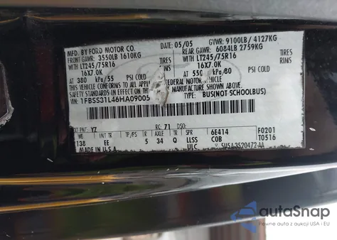 2006 Ford E-350 Super Duty Xl/Xlt z USA, uszkodzony, nr VIN 1FBSS31L46HA09005